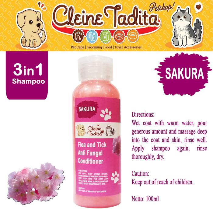 Gambar Cleine Tadita Sampo Anti Kutu dan Jamur Anjing dan Kucing 100ml - sakura dari Cleine Tadita Petshop undefined Tokopedia