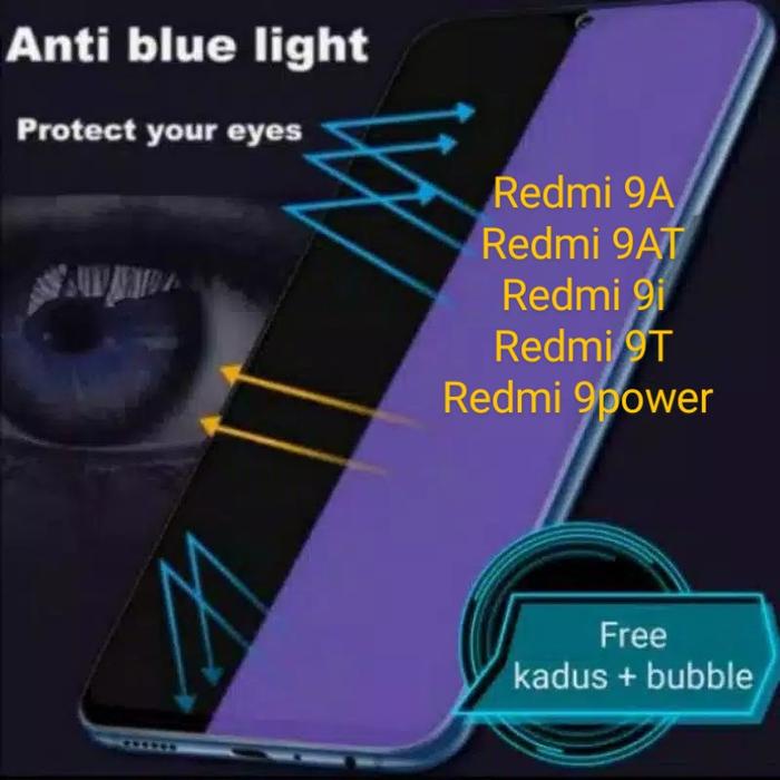 Jual Redmi 9A 9AT 9i 9T 9power Antigores Blue Tempered Glass