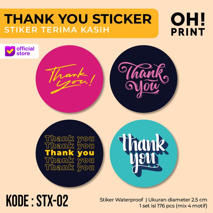 Gambar Sticker Thank You | Stiker Terima Kasih | Thank You Sticker Label Unik - STX-02 dari OHPRINT undefined Tokopedia