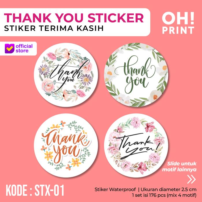 Gambar Sticker Thank You | Stiker Terima Kasih | Thank You Sticker Label Unik - STX-01 dari OHPRINT undefined Tokopedia
