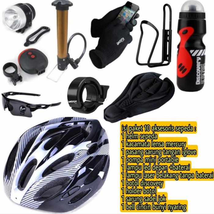 Gambar Paket helm sepeda + Aksesoris sepeda isi 10 item - Putih dari Lexox72 official shop undefined Tokopedia