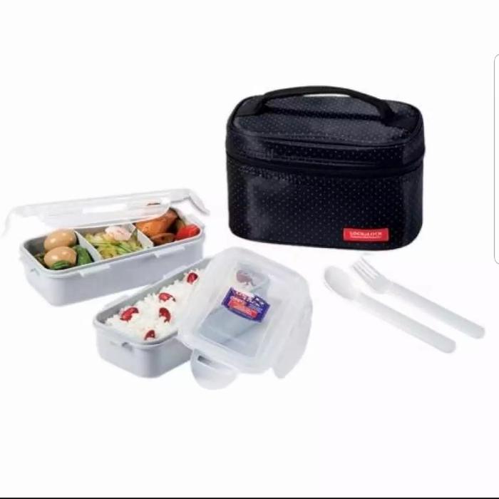 Gambar Promo Lock&Lock Lock n Lock Lunch Box Set 3 in 1 HPL764 Bag - Hitam 2 Pcs Set dari Baby Ananta undefined Tokopedia