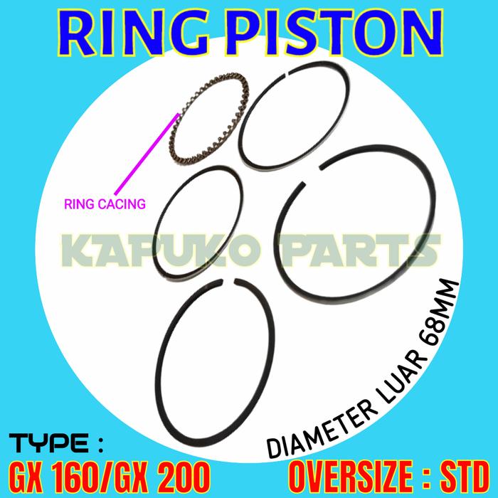 Gambar GX 160 GX 200 SIZE STD RING PISTON 68MM MESIN PENGGERAK HONDA 5.5HP dari KAPUKO PARTS undefined Tokopedia