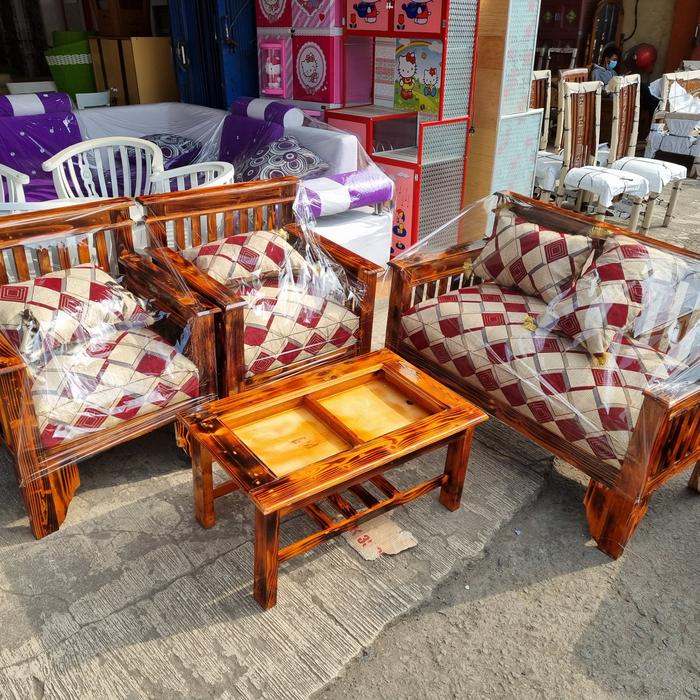Gambar Set Kursi Kayu Minimalis Ruang Tamu 211 dari 85 Jaya Elektronik undefined Tokopedia