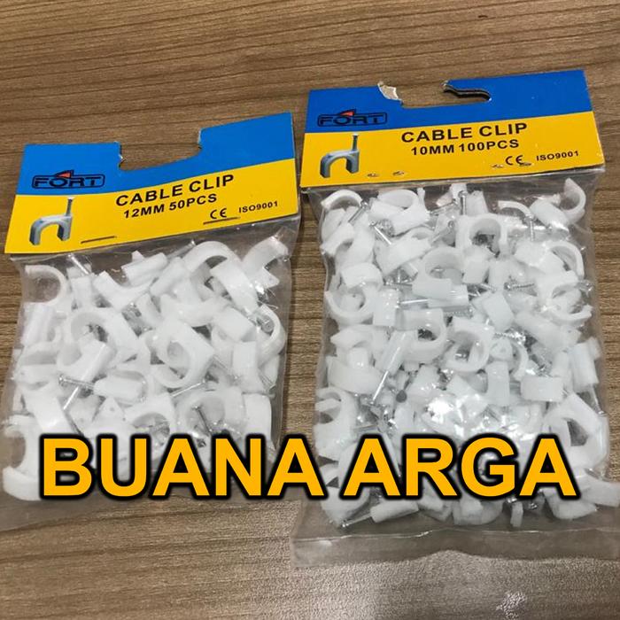 Gambar Klem Kabel Putih Paku Beton Clamp Cable Clip FORT 50pcs size 12-22 - 12mm dari Buana Arga Elektrika undefined Tokopedia