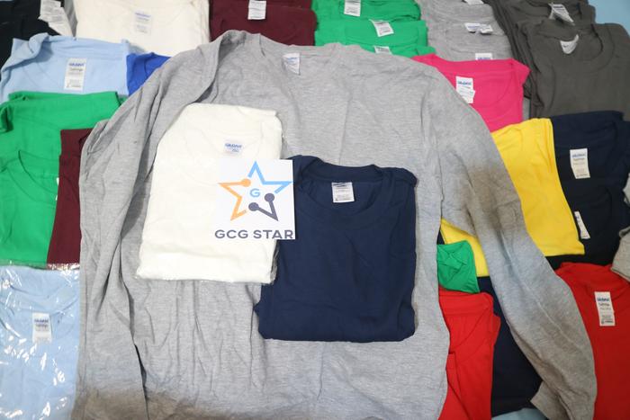 GILDAN Premium Long Sleve Kaos polos lengan panjang import M-XL Putih, M