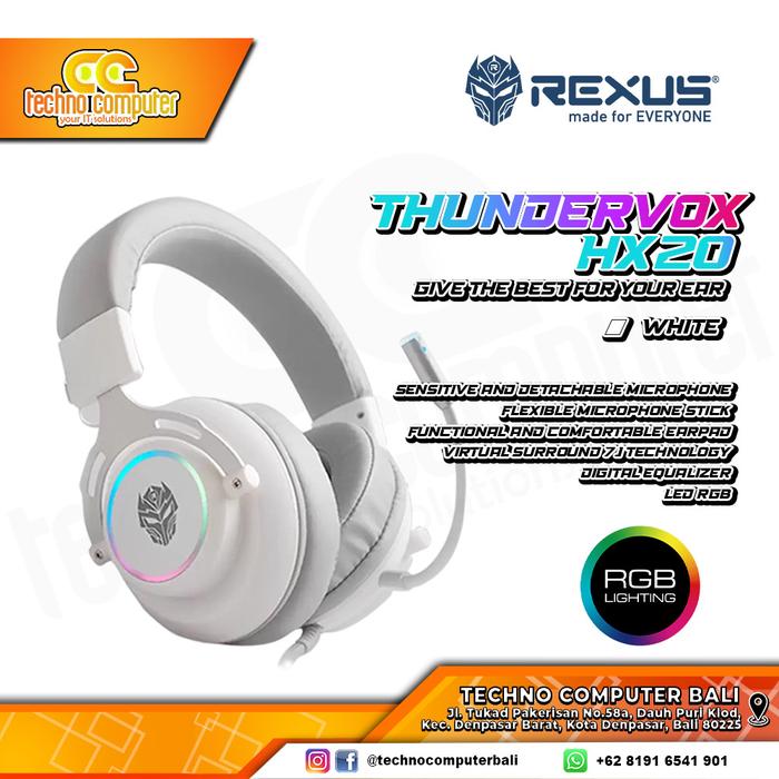 Gambar Headset REXUS Gaming Thundervox HX20 RGB - Putih dari Techno Computer Bali undefined Tokopedia