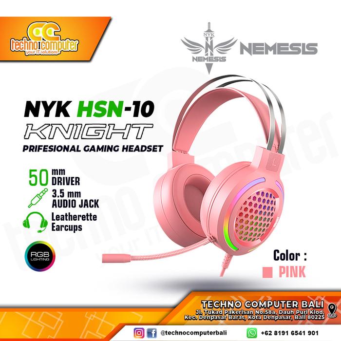 Gambar HEADSET GAMING NYK HSN-10 KNIGHT RGB - PINK dari Techno Computer Bali undefined Tokopedia