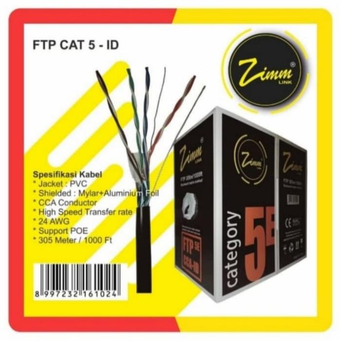 Gambar kabel lan ftp stp cat 5e outdoor | ftp cat5e | kabel lan outdoor cat 5 - zimmlink dari Jalan Online undefined Tokopedia