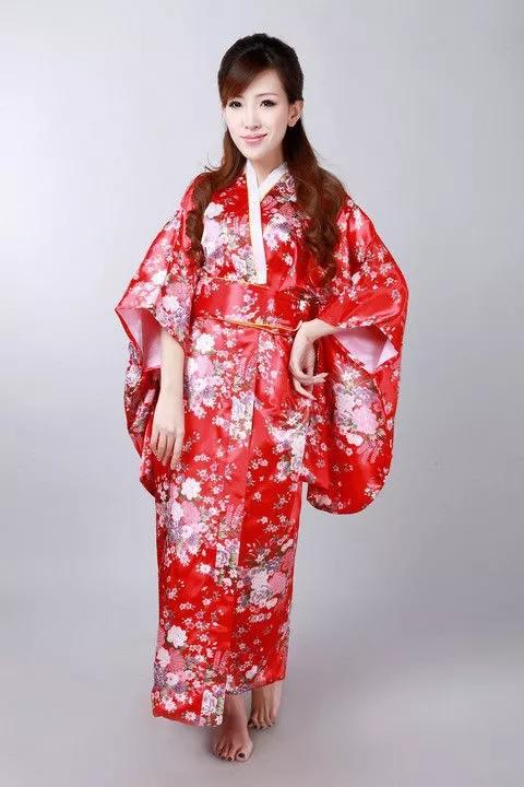 Gambar Yukata Kimono jepang modern cantik dari satin - merah bunga dari Fialena Shop undefined Tokopedia