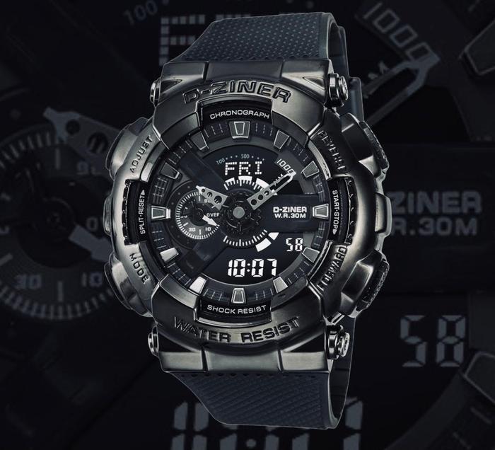 Gambar D-ZINER DZ-8295 Jam Tangan Pria Dual Time original Rubber Strap - Hitam Full dari HORIZON STORE OFFICIAL undefined Tokopedia