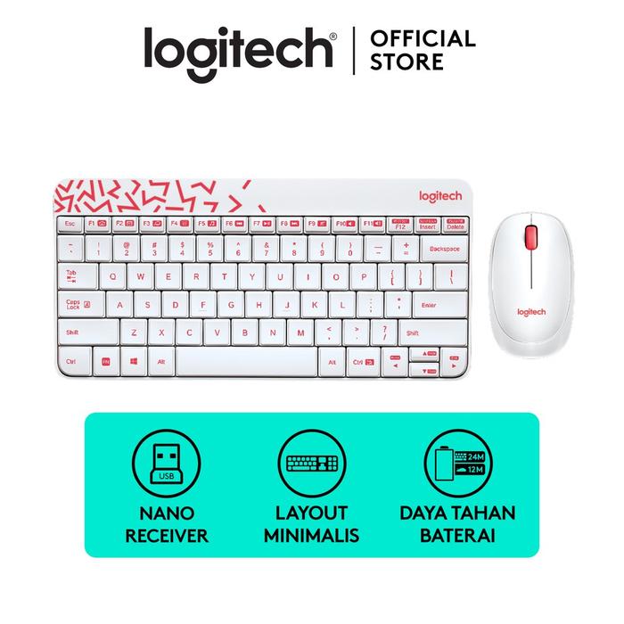 Gambar Logitech mk240 Wireless Combo Mouse & Keyboard - Putih dari CMart Computer Tokopedia undefined Tokopedia