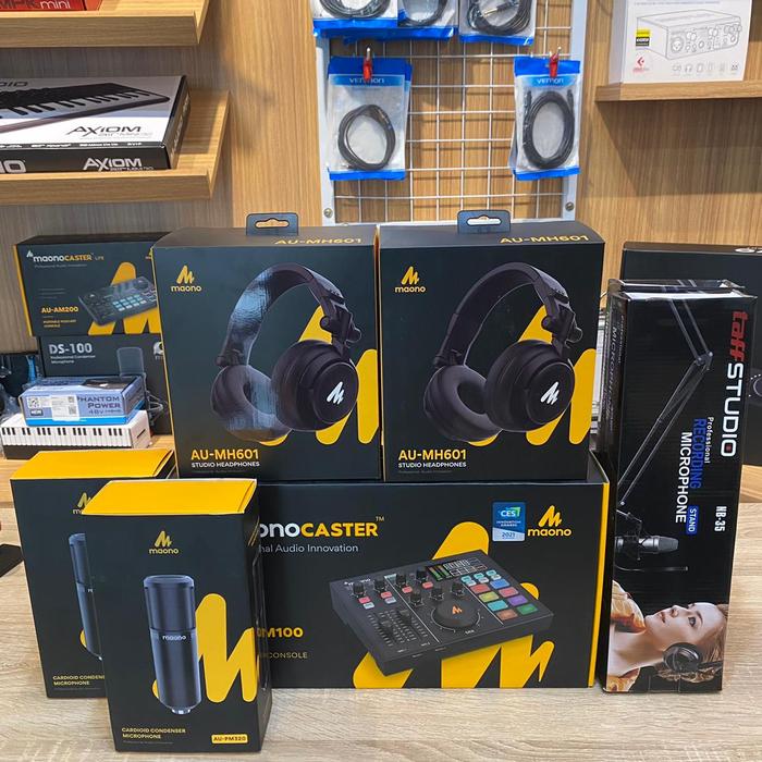 Gambar Maonocaster Dual Bundle AM100 paket podcast with 2 mic dan headphone - AM100 STD ARM dari Triple3music undefined Tokopedia