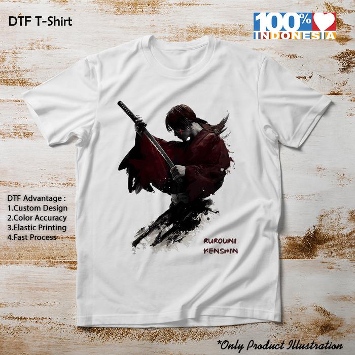 Gambar Kaos Pria Anime Rurouni Kenshin Himura Samurai X Batosai DTF Softstyle - WhiteSilhouette, XXL dari Maxchi undefined Tokopedia
