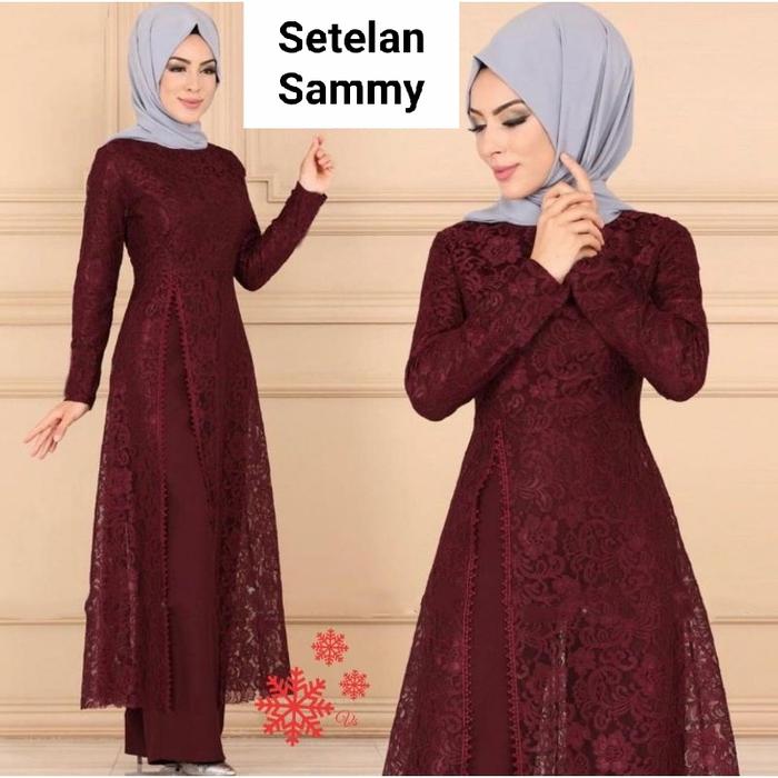 Gambar Setelan Sammy/Brukat Tulang Mewah/No pasmina(RVC) - Maroon, L dari rosefen collection undefined Tokopedia