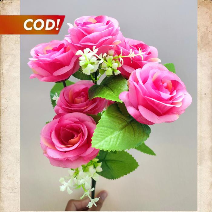 Gambar Bunga Mawar Plastik / Bunga Palsu Murah - Pink Tua dari elok_florist undefined Tokopedia