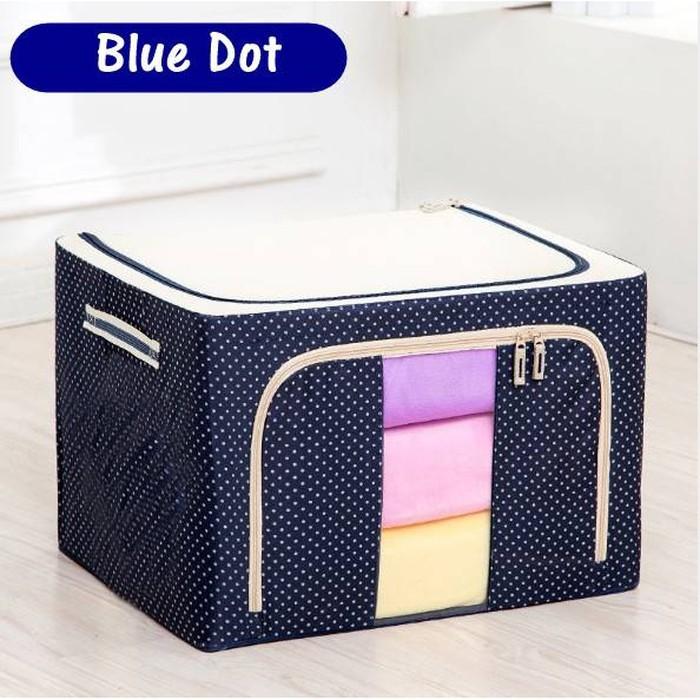 Gambar Box Organizer Tempat Pakaian Lipat Kotak Penyimpanan Baju DOA217 - Blue Polkadot dari 212 On Shop undefined Tokopedia