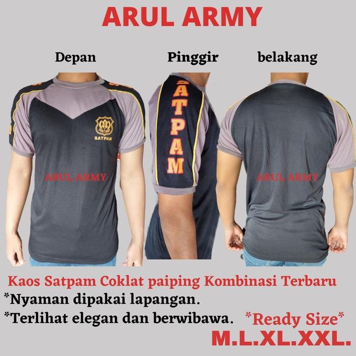 Gambar Baju kaos security satpam kombinasi paiping dalaman seragam coklatbaru - M dari Arul army undefined Tokopedia