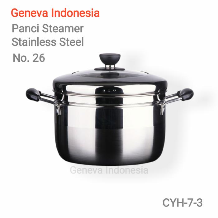 Gambar Panci Steamer - Panci Kukus Stainless Steel Tebal Homeline - 26 cm dari Geneva Indonesia Kota Administrasi Jakarta Barat Tokopedia