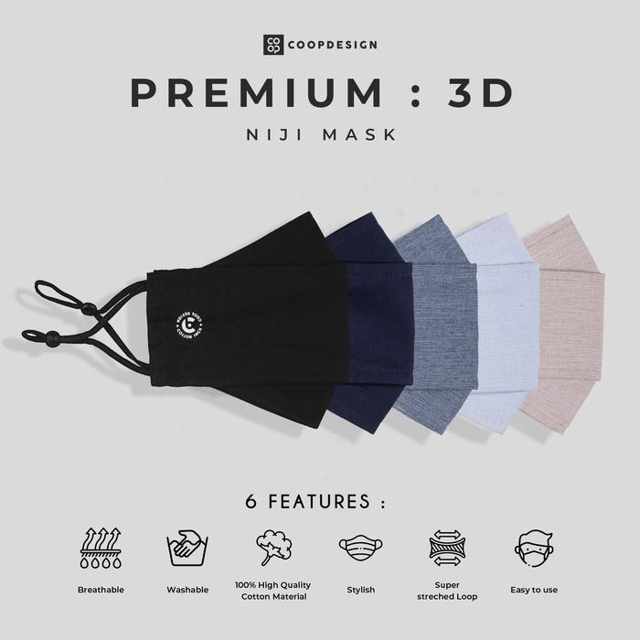 Gambar Coop Design - Niji Mask Premium 3D Masker Kain Non-Medis - Earloop, Random Colors dari Coop Design undefined Tokopedia