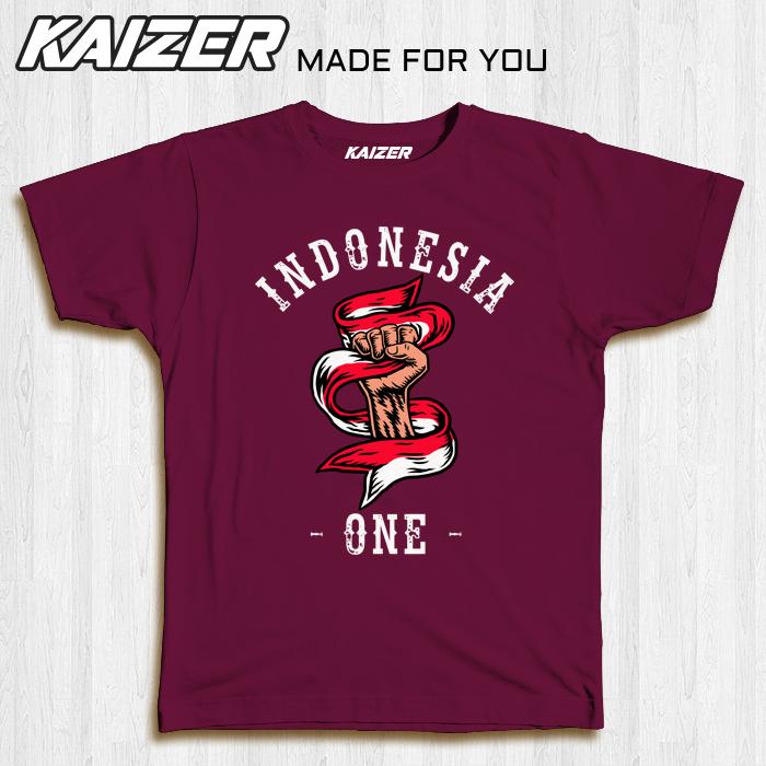 Gambar KAIZER RH-1562 Kaos Indonesia Flag Hand One Satu Merdeka Merah Putih - Maroon, M dari UniTee Official undefined Tokopedia