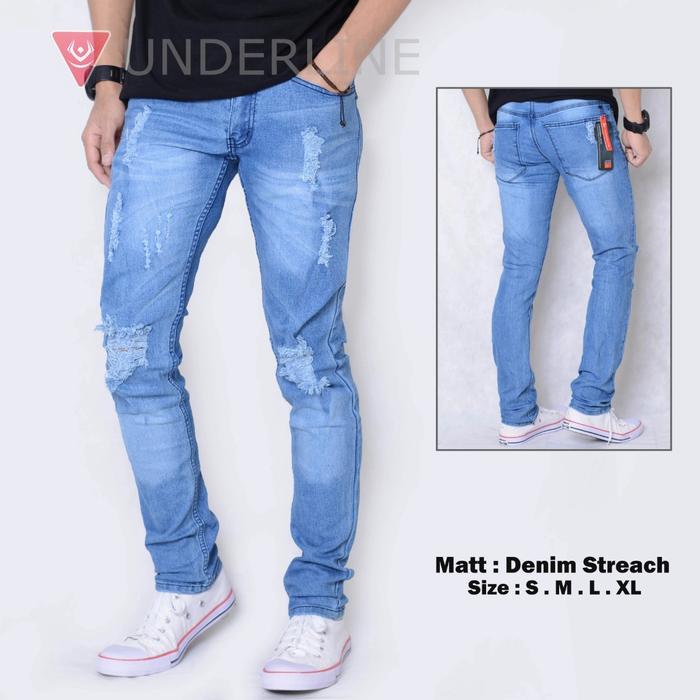 Gambar jeans sobek kerend+jeans sobek terbaru+jeans streach SMLXL - gambar 3, S dari AL_Ayyubi30 fashion bandung undefined Tokopedia