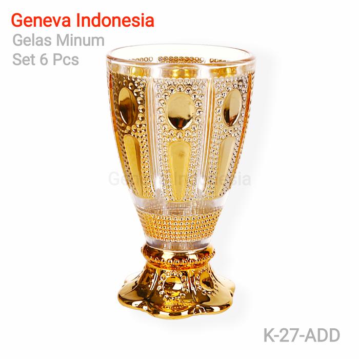 Gambar Gelas Minum Kaca Warna Emas / Gold Set 6 Pcs Homeline - K-27-ADD dari Geneva Indonesia undefined Tokopedia