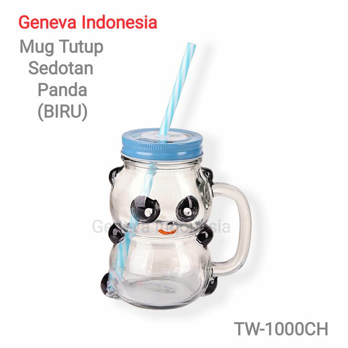 Gambar Mug Tutup Sedotan - Gelas Tutup Sedotan Kaca Motif Panda Homeline - Ungu dari Geneva Indonesia undefined 4 Tokopedia