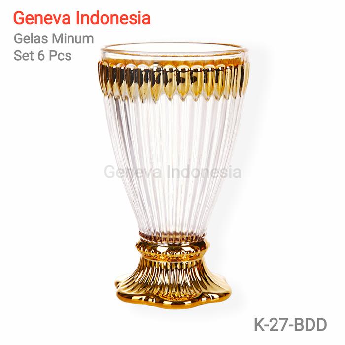 Gambar Gelas Minum Kaca Warna Emas / Gold Set 6 Pcs Homeline - K-27-BDD dari Geneva Indonesia undefined Tokopedia