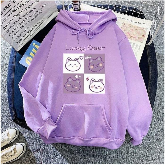 Gambar Jaket Hoodie Anak Perempuan Lucky Bear Sweater Anak Murah Usia 6-10 Th - Ungu dari Samudra Intan undefined Tokopedia