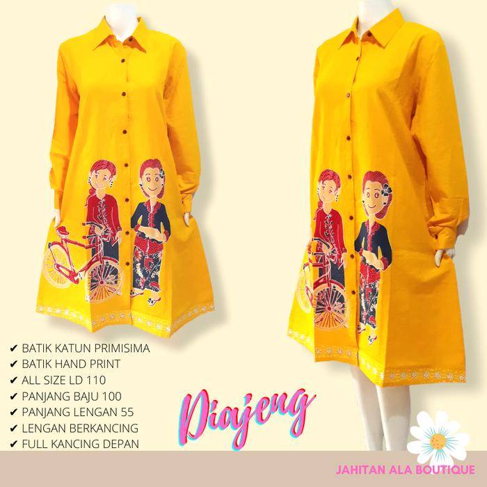 Gambar TUNIK BATIK MUSLIMAH KARAKTER KARTUN DIAJENG GOWES - Kuning, all size dari KOLEKSI BATIK TERBARU undefined Tokopedia
