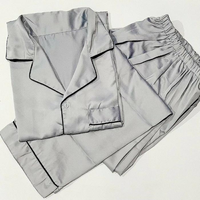 Gambar Piyama Wanita Dewasa | Baju tidur Perempuan Dewasa | Bahan Katun Satin - Abu-abu, XXXXL dari D-Depot undefined Tokopedia