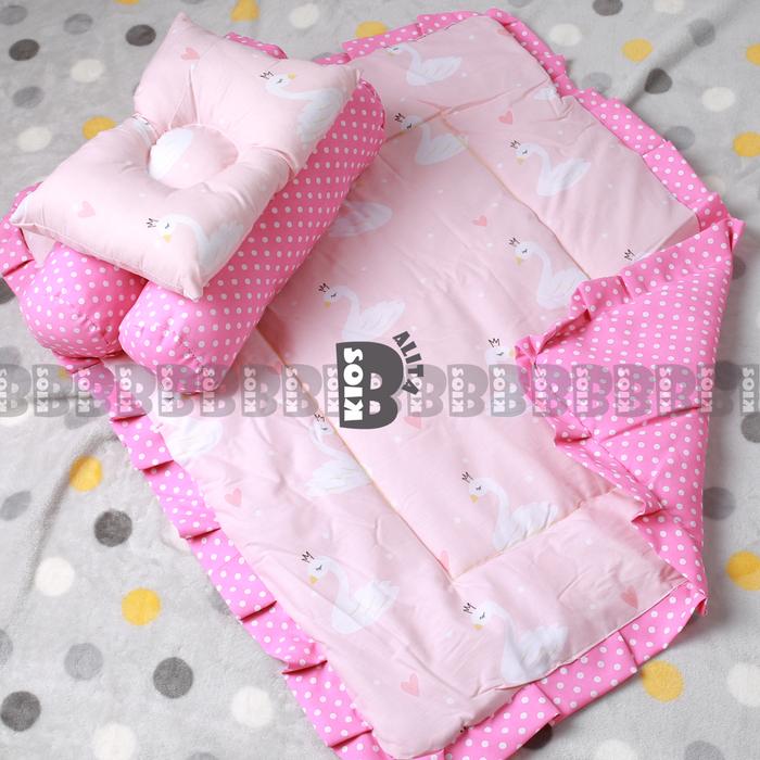 Gambar FREE TAS MIKA!! BED COVER SET BAYI TERMURAH!! BABY BEDDING SET KADO LA - swan pink dari DUNIABAYI.ID undefined Tokopedia