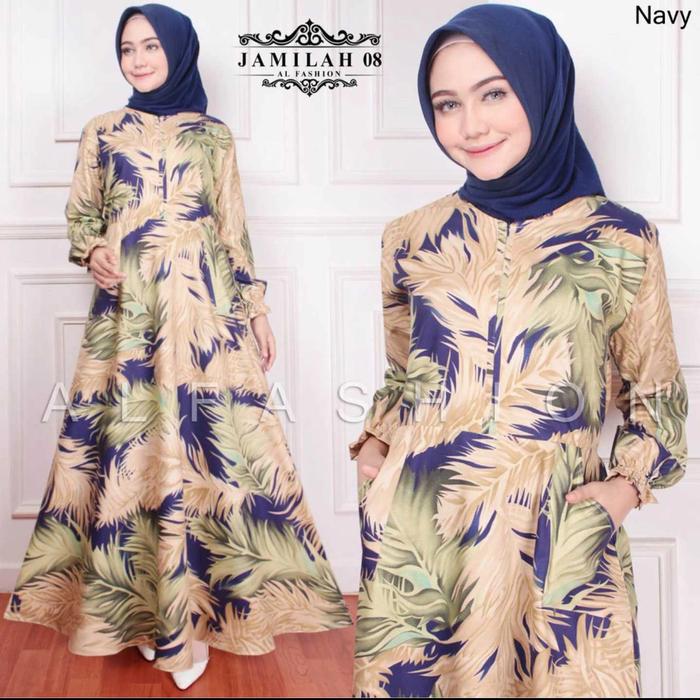 Gambar GAMIS WANITA MURAH KEKINIAN MODIS MOTIF-JAMILLAH – 8 – PINK - L - 8 NAVY dari BakulMantul undefined Tokopedia