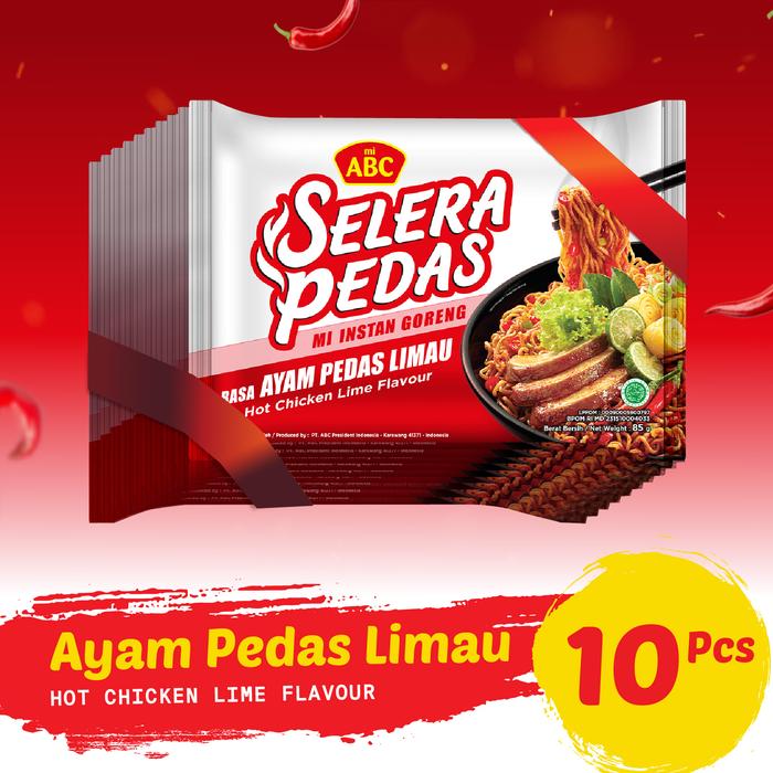 Gambar Mie ABC Pack Selera Pedas Goreng Ayam Pedas Limau (10 Pcs) dari ABC President Official undefined Tokopedia