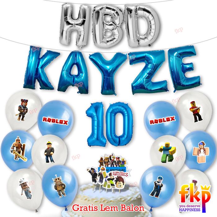 Gambar FUN KIDS PARTY Paket HBD Roblox Ulang Tahun Anak/ Balon Roblox Games - Biru-silver dari FKP Store undefined Tokopedia
