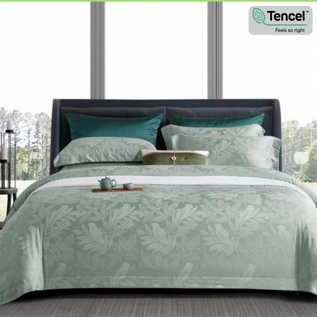 Gambar Bedcover set seprei sutra tencel 100% Sutra 60s halus - biru denim - 10 dari sweet.dream store undefined Tokopedia