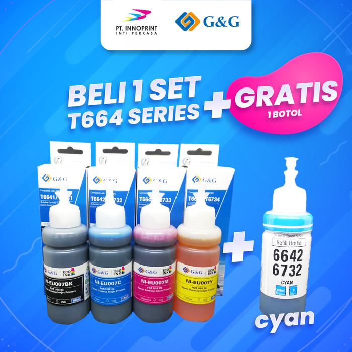 Gambar 1 Set Tinta G&G Epson 664 Series 100ml Gratis 1 botol - FREE CYAN dari G&G by PT Innoprint undefined Tokopedia