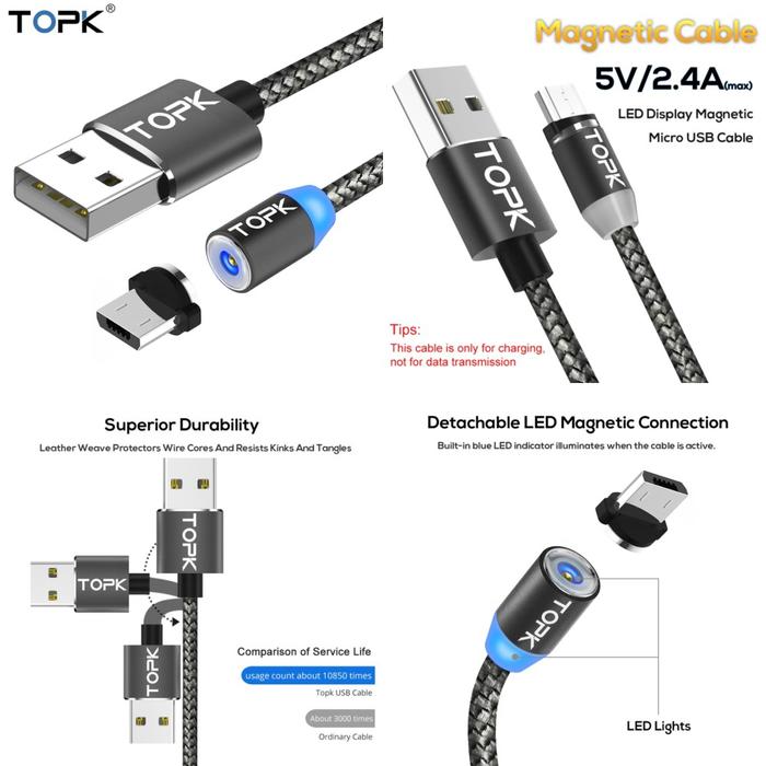 Magnetic Charging Cable Topk Magnetic Cable Review Micro Usb Topk