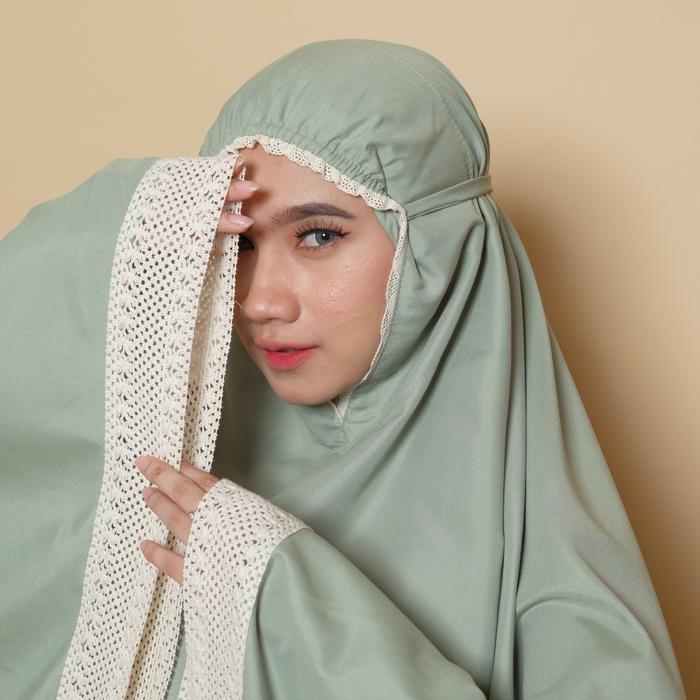 Gambar mukena dewasa jumbo bahan katun polos mix renda premium terbaru syiffa Mukenah Muslim - green tea dari Arsyad galeri_NEW undefined Tokopedia