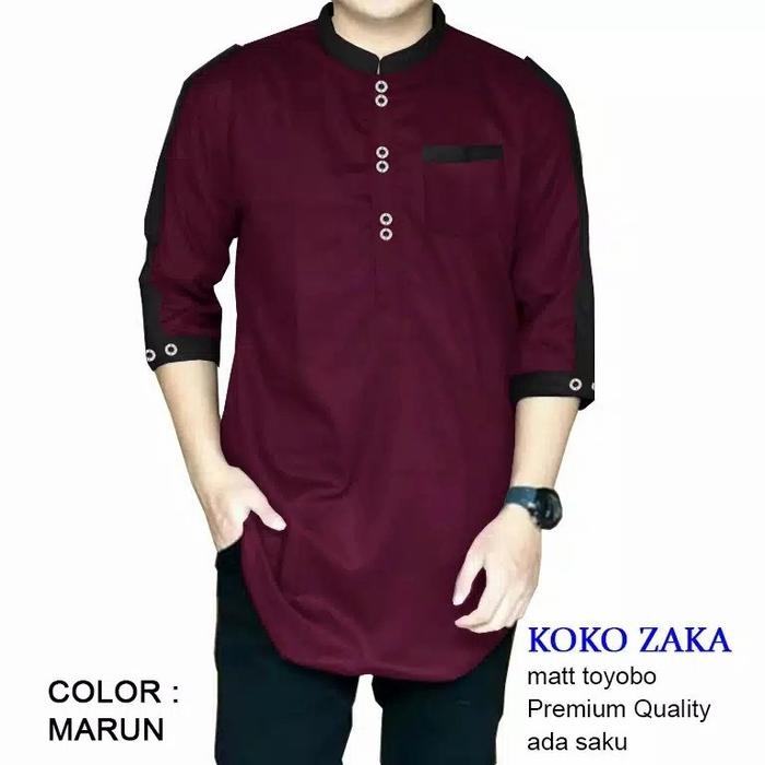 Baju Koko Pria Muslim, MODEL KURTA PAKISTAN 2021 Maroon, L