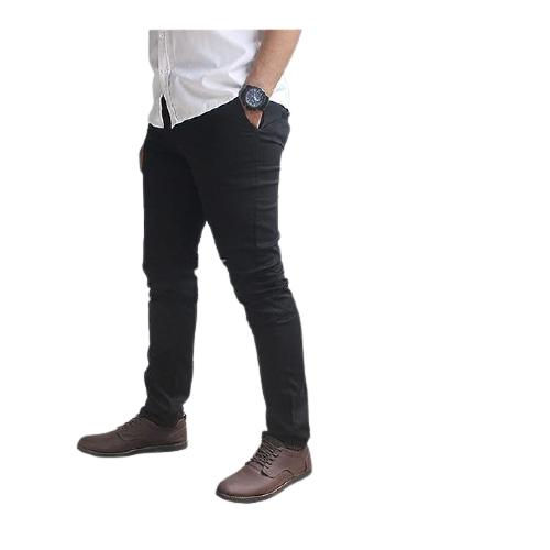 Gambar CELANA PANJANG PRIA chinos karet pinggang SLIM FIT bahan combed melar - Hitam, 28 dari mefina undefined Tokopedia