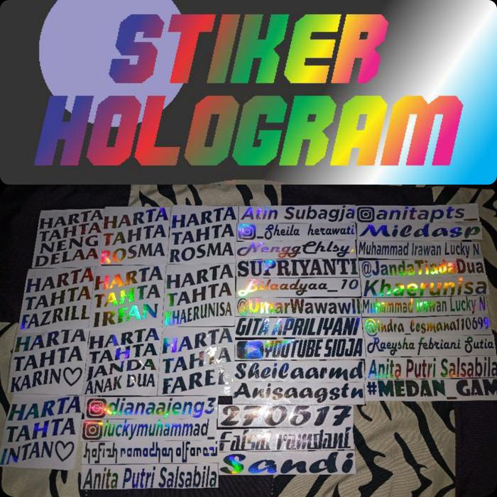 Gambar stiker sticker nama hologram custom ( ukuran Hp) dari Sticker Berkah Karya undefined Tokopedia