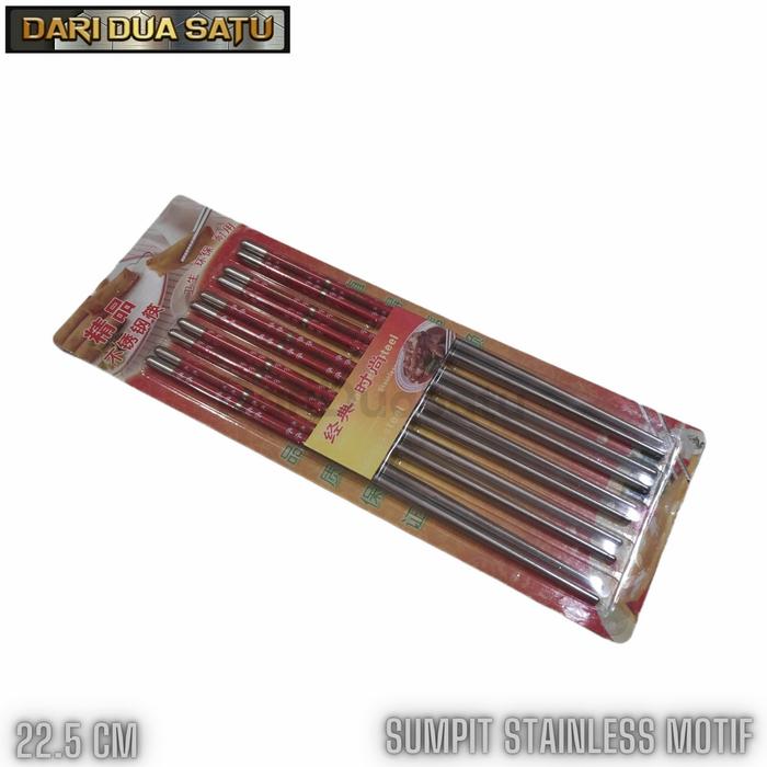 Gambar Sumpit Stainless Steel 1 Set 5 Pasang Motif Warna dan Polos - Merah dari DariDuaSatu undefined Tokopedia