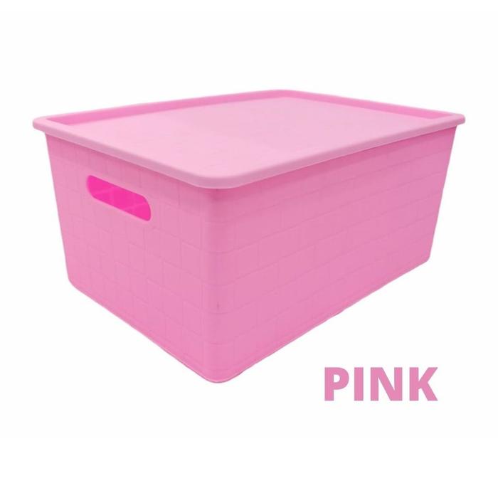 Gambar Keranjang Rotan Plastik Kotak Baju Mainan Ember Rak Susun Laundry - Merah Muda dari opicsaniah store undefined Tokopedia