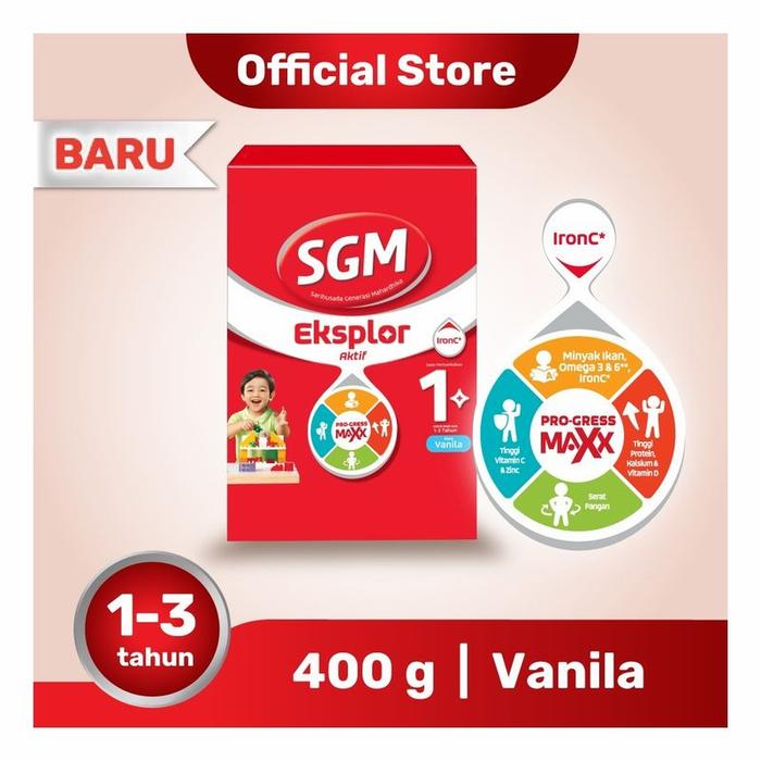 Gambar Sgm Eksplor 1+ Pro-Gressmaxx Vanilla Susu Pertumbuhan 1-3 Tahun 400G dari barokah 3 putra mart undefined Tokopedia