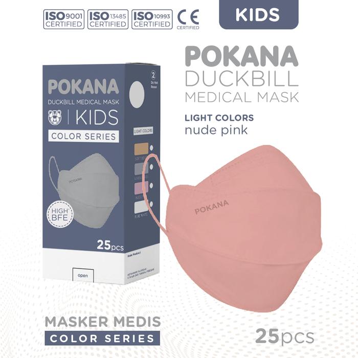 Gambar POKANA Duckbill Kids - 4 ply Earloop - Box isi 25 pcs Light Series - Nude Pink dari Pokana Official.id undefined Tokopedia