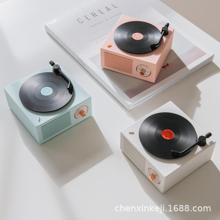 Gambar SPEAKER RETRO VINYL RECORD PLAYER PREMIUM UNIQUE Wireless Portable - Merah Muda dari All Winner undefined Tokopedia