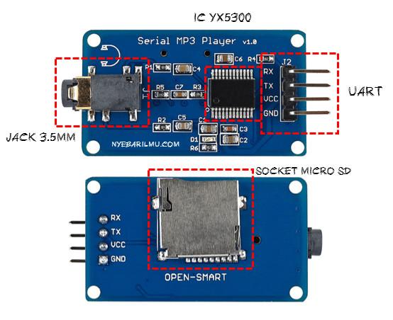 Jual Serial Mp3 Music Player Module For Arduino Avr Arm Yx5300 Uart ...