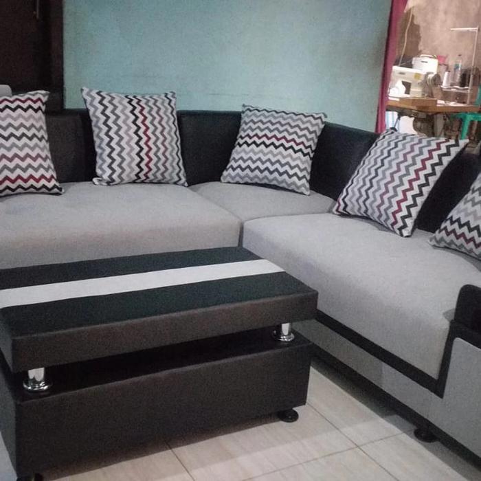 Gambar sofa l abu abu murah dari Anis Jaya Mebel undefined Tokopedia